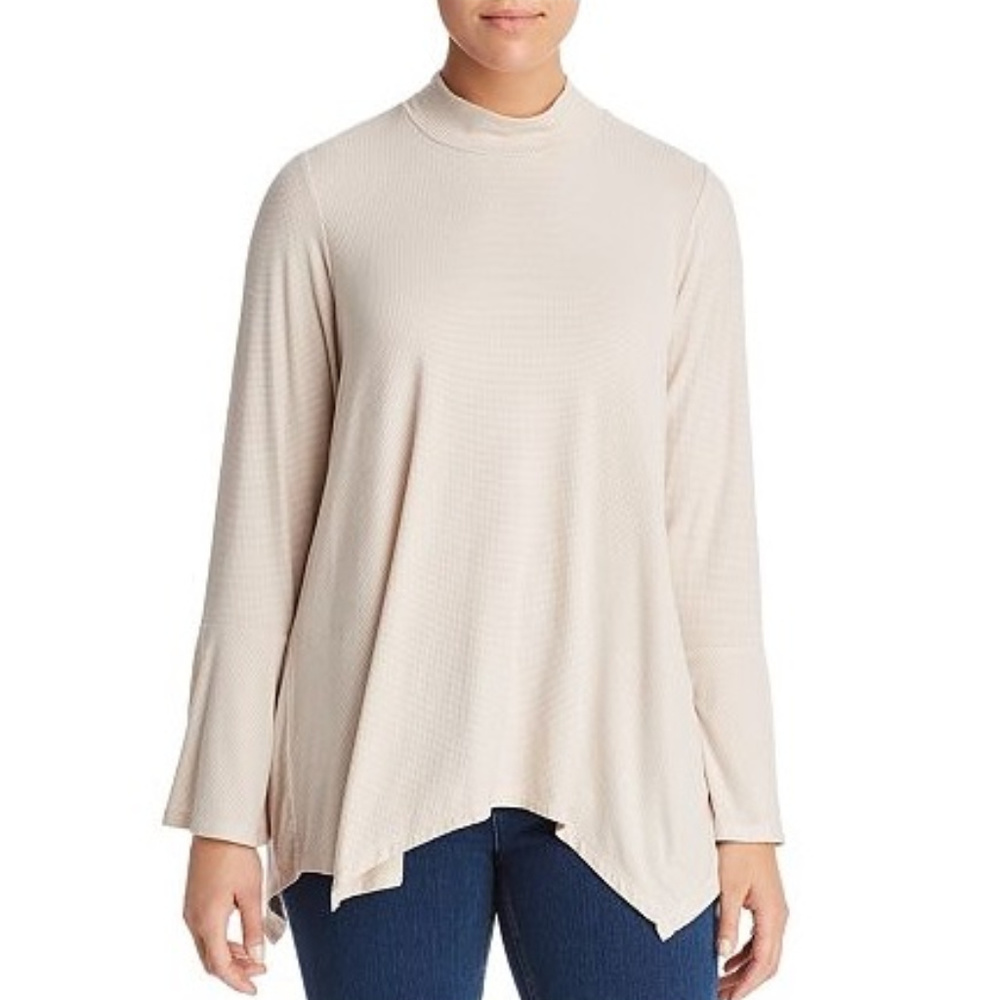 Bobeau Curvy Anna Striped Bell-Sleeve Top